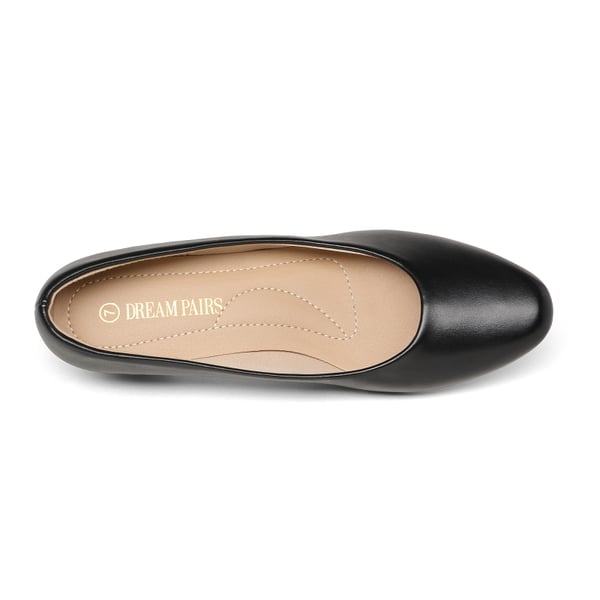 Low Heel Chunky Pump Shoes - BLACK PU - 2